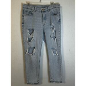& Denim‎ Women's Jeans Boyfriend Low Waist Size 8 Light Wash Distressed Legs